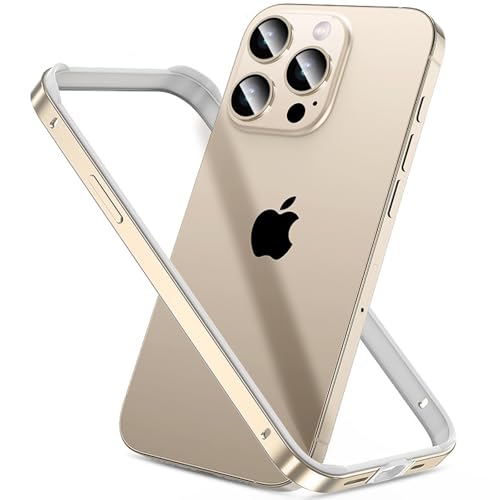 QANXGOG Schutzhülle für iPhone 16 Pro Max/16 Pro/16 Plus/16, Rahmen Aus Aluminiumlegierung mit Weichem TPU-Innenstoßfänger, 4 Ecken Erhöht, Slim Fit, Kein Rückendesign,Gold,16 Plus QANXGOG Schutzhülle für iPhone 16 Pro Max/16 Pro/16 Plus/16, Rahmen Aus Aluminiumlegierung mit Weichem TPU-Innenstoßfänger, 4 Ecken Erhöht, Slim Fit, Kein Rückendesign,Gold,16 Plus von QANXGOG