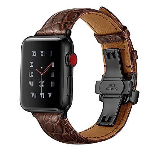 QANXGOG Uhrenarmband für Apple Watch Series 8/7/6/SE/5/4/3/2/1, Vintage Herren&Damen Uhrenarmband Echtes Krokodil Leder,Kompatibel Apple 38mm 40mm 41mm 42mm 44mm 45mm,F,45mm/44mm/42mm QANXGOG Uhrenarmband für Apple Watch Series 8/7/6/SE/5/4/3/2/1, Vintage Herren&Damen Uhrenarmband Echtes Krokodil Leder,Kompatibel Apple 38mm 40mm 41mm 42mm 44mm 45mm,F,45mm/44mm/42mm von QANXGOG