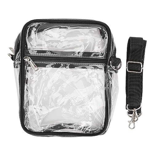 QANYEGN Durchsichtige Umhängetasche, PVC-transparenter Reißverschluss, wasserdichte Tasche, Kunststoff-Damen-Crossbody-Stadion-Geldbörse, Messenger-Schultertasche für Jungen und (Schwarz) von QANYEGN