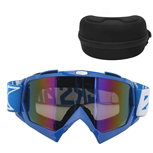 QANYEGN Motocross-Dirt-Brille, ATV-Brille, Motorradbrille für Erwachsene, rutschfest, stoßfest, winddicht, Sand (Blaue Rahmenfarbenbrille) von QANYEGN