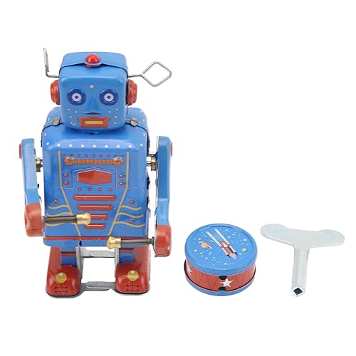 QANYEGN Uhrwerk-Trommelroboter-Spielzeug, Weißblech-Retro-Trommelroboter, Aufziehroboter-Blechspielzeug Für Kinder, Erwachsene, Jungen, Sammlung von QANYEGN