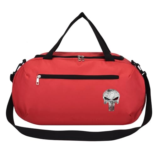 Große Sporttasche Pun.ish-er, Rucksack-Funktion, Schuhfach, Nassfach, Weekender für Reisen, Sport, Fitness, Kapazität(Red) von QATOBI