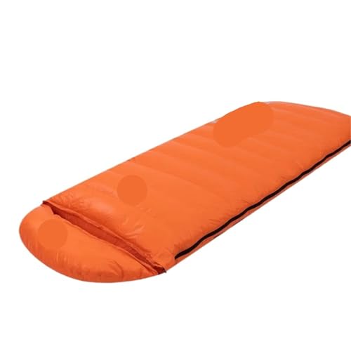 QAZWZG Schlafsack Camping Envelope-Style Down Sleeping Bag Ultra-Light Goose Down Waterproof Plus Size Winter Warm Travel Hiking Camping Sleeping Bag DeckenschlafsäCke(Orange,400g) von QAZWZG