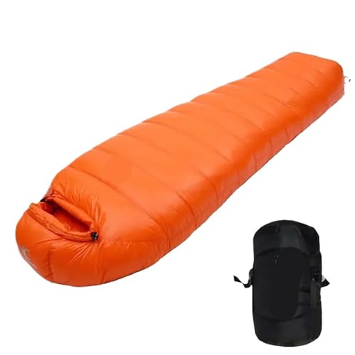 QAZWZG Schlafsack Camping Outdoor Camping Weiße Entendaunenschlafsack Ultraleicht Winter Herbst Erwachsenenschlafsack Geeignet for Reisen Wandern Camping 800G DeckenschlafsäCke(Orange) von QAZWZG