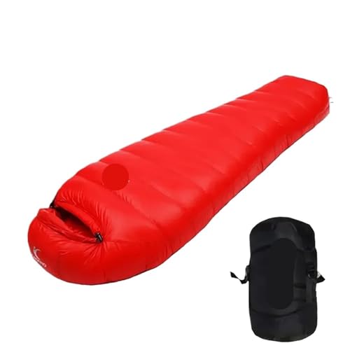 QAZWZG Schlafsack Camping Outdoor Camping Weiße Entendaunenschlafsack Ultraleicht Winter Herbst Erwachsenenschlafsack Geeignet for Reisen Wandern Camping 800G DeckenschlafsäCke(Red) von QAZWZG