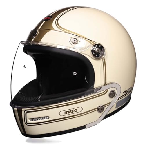 3/4 Retro Helm Motorrad Jethelm Motorradhelm Rollerhelm Abnehmbares Kinn Halbschalenhelm Scooter-Helm Für Herren Und Damen DOT/ECE-Zertifizierung Offenem Helm 7,XL:61-62CM von QAZXCVB