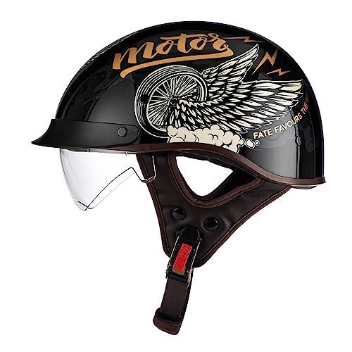 Halbschalenhelm Jethelm ECE-Zulassung Vintage Motorradhelm Baseball Cap Cruiser Scooter Helm Mit Built-In Visier Retro Motorrad Halbhelm Für Herren Damen Four Seasons 3,XXL Halbschalenhelm Jethelm ECE-Zulassung Vintage Motorradhelm Baseball Cap Cruiser Scooter Helm Mit Built-In Visier Retro Motorrad Halbhelm Für Herren Damen Four Seasons 3,XXL von QAZXCVB