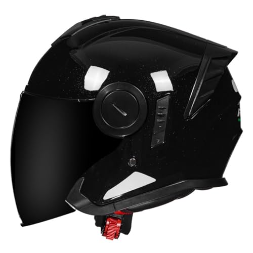 Halbschalenhelm Retro Jethelm Motorradhelm DOT/ECE-Zertifizierung Herren Damen Offenem Helm Roller-Helm Scooter-Helm Mit Visier Halbhelme Für Cruiser Chopper Biker Moped 11,L:59-60CM von QAZXCVB