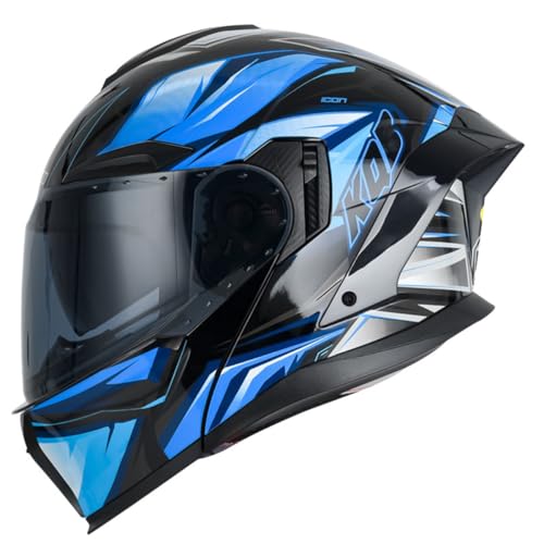 Klapphelm DOT/ECE Motorradhelm Integralhelm Rollerhelm Fullface Helm Sturzhelm mit Doppelvisier Motocrosshelm für Damen Herren Motorrad Modularer Helm Flip Vollvisierhelm 11,L:59-60CM von QAZXCVB