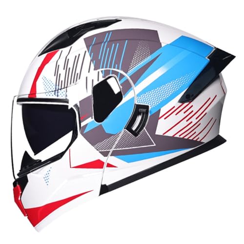 Klapphelm Integralhelm Motorradhelm Mit Doppelvisier Hohe Qualität ​Motocross Helm Schutzhelm DOT/ECE Zertifiziert Flip Vollvisierhelm Für Erwachsene Frauen Männer 22,L:59-60CM von QAZXCVB