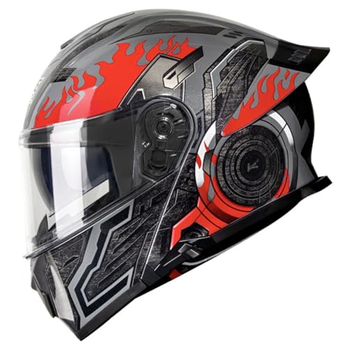 Klapphelm Motorrad Integrierter Helm Mit Doppelvisier Motorradhelm Integralhelm Modularer Sturzhelm Herren Damen DOT/ECE Zertifiziert Vollvisierhelm Scooter Cruiser Helm 12,3XL:65-66CM von QAZXCVB