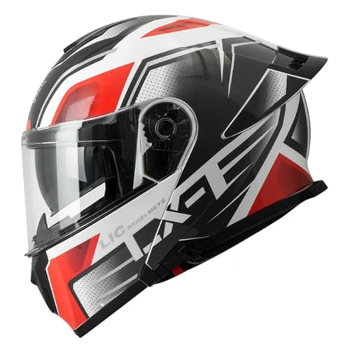 Klapphelm Motorrad Integrierter Helm Mit Doppelvisier Motorradhelm Integralhelm Modularer Sturzhelm Herren Damen DOT/ECE Zertifiziert Vollvisierhelm Scooter Cruiser Helm 8,3XL:65-66CM von QAZXCVB