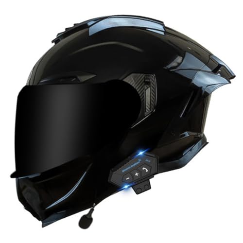 Motorrad Integralhelm Mit Multifunktional Bluetooth Motorradhelm Mit Doppelvisier Klapphelm Sturzhelm DOT/ECE-Zertifiziert Vollvisierhelm Mit Mikrofon Für Automatische Reaktion 20,XL:61-62CM von QAZXCVB