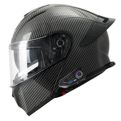 Motorrad Integrierter Bluetooth-Helm Sturzhelm Mit Doppelvisier Klapphelm Motorradhelm Integralhelme DOT/ECE-Zertifiziert Flip Vollvisierhelm Für Herren Damen 6,XXL:63-64CM von QAZXCVB