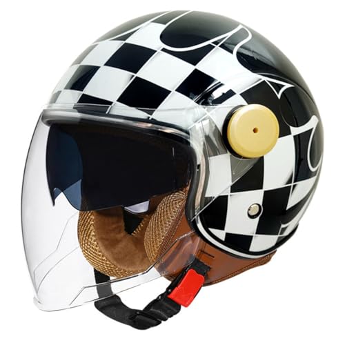 Motorradhelm Halbschalenhelm Jethelme Mit ECE-Zulassung Männer Und Frauen Vintage Deutsche Motorrad Halbhelme Mit Visier Offener Helm for Bike Cruiser Chopper Moped Scooter 18,M:57-58CM von QAZXCVB