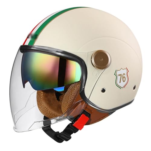 Motorradhelm Halbschalenhelm Mit ECE-Zulassung Männer Und Frauen Vintage Deutsche Motorrad Halbhelme Mit Visier Offener Helm for Bike Cruiser Chopper Moped Scooter 12,XL:61-62CM von QAZXCVB