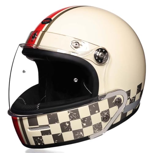 Motorradhelm Jethelm 3/4 Helm Aus Leder Retro DOT/ECE-Zertifizierung Halbhelm Mit Visier Personalisierter Halbschalenhelm Rollerhelm Für Damen Und Herren 10,XL:61-62CM von QAZXCVB