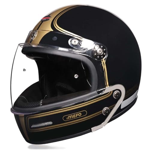 Motorradhelm Jethelm 3/4 Helm Aus Leder Retro DOT/ECE-Zertifizierung Halbhelm Mit Visier Personalisierter Halbschalenhelm Rollerhelm Für Damen Und Herren 7,M:57-58CM von QAZXCVB