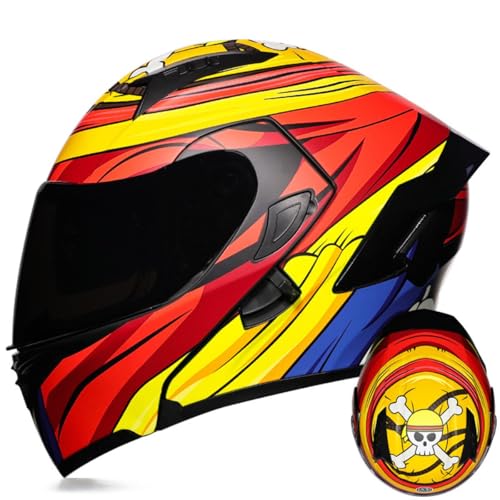 Motorradhelm Klapphelm Doppelvisier Modularer Helm DOT/ECE Zertifiziert Motocross Helm Sturzhelm Erwachsene Damen Und Herren Multifunktional Flip Vollvisierhelm 4,XXL:63-64CM von QAZXCVB