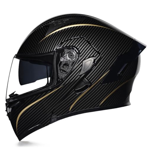 Motorradhelm Klapphelm Integriert Motorradhelm DOT/ECE Zertifiziert Integralhelm Roller Helm Sturzhelm Mit Doppelvisier Flip Vollvisierhelm Motocross Helm Für Herren Damen 6,L:59-60CM von QAZXCVB