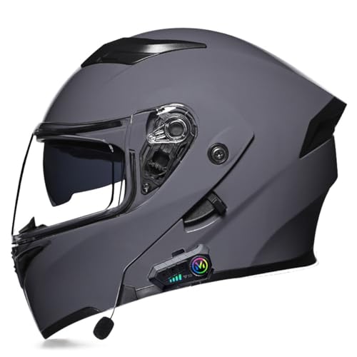 Motorradhelm Klapphelm Mit Bluetooth Integralhelm Racing Helm Für Damen Herren Mit Doppelvisier DOT/ECE-Zugelassen Motorrad Vollvisierhelm Sturzhelm Für Automatische Reaktion 4,XXL:63-64CM von QAZXCVB