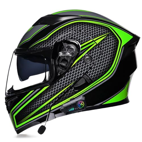 Motorradhelm Klapphelm Mit Bluetooth Motorrad Herren Rollerhelm Mit Doppelvisier Damen Herren Vollvisierhelm Sturzhelm DOT/ECE Genehmigt Integralhelm Racing Helm 25,XL:61-62CM von QAZXCVB