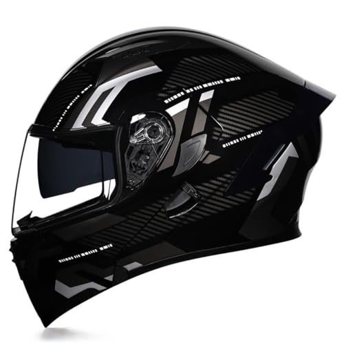 Motorradhelm Klapphelme Mit Doppelvisier Herausnehmbares Futter Integralhelm Sturzhelm DOT/ECE Zertifiziert Vollvisierhelm Multifunktional Motocross Helm Für Männer Frauen 17,XL:61-62CM von QAZXCVB