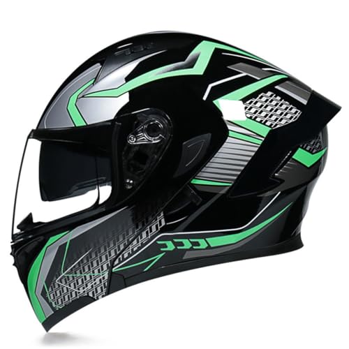 Motorradhelm Klapphelme Mit Doppelvisier Herausnehmbares Futter Integralhelm Sturzhelm DOT/ECE Zertifiziert Vollvisierhelm Multifunktional Motocross Helm Für Männer Frauen 23,XL:61-62CM von QAZXCVB