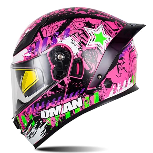 Motorradhelm Modular Full Face Helm Erwachsene Motorrad Klapphelm Mit Doppelvisier Männer Frauen Integralhelm Racing Helm DOT/ECE Zertifiziert Vollvisierhelm Motocross Helm 7,XXL:63-64CM von QAZXCVB