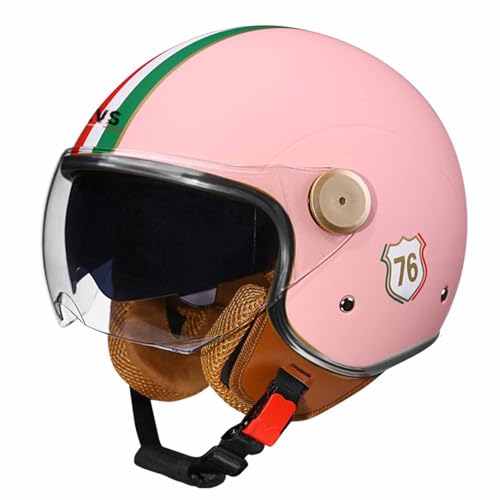 Retro Motorrad Halber Helm Motorradhelm Jethelme Für Herren Damen DOT/ECE Zugelassen Mopedhelm Offener Sturzhelm Scooter-Helm Mit Visier Deutscher Stil Brain-Cap Halbhelme 11,XL:61-62CM von QAZXCVB