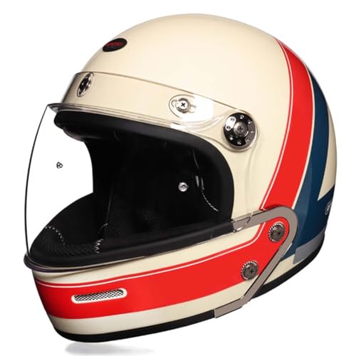 Retro Motorrad Halbhelme Motorradhelm Für Herren Und Damen DOT/ECE-Zertifizierung Jethelm Halbschalenhelm Braincap Mit Visier Für Bike Cruiser Moped Scooter Offenem Helm 9,M:57-58CM von QAZXCVB