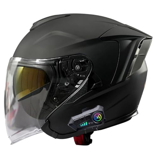 Retro Motorrad Motorradhelm Jethelm 3/4 Mit Doppelvisier Halbschale Roller-Helm Scooter-Helm Für Herren Und Damen DOT/ECE Zertifizierung Offenem Helm Motorradhelm 5,M:54-56CM von QAZXCVB