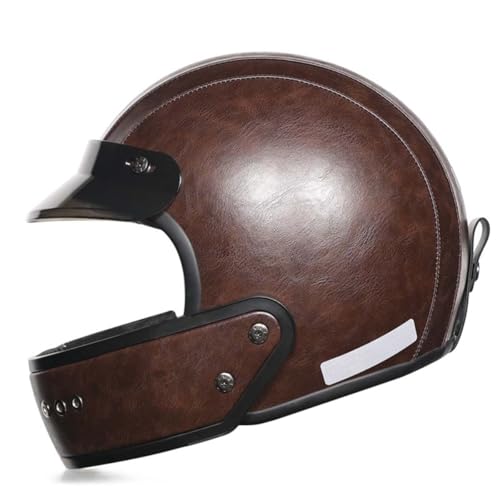 Vintage Deutsche Motorrad Halbschalenhelm DOT/ECE-Zertifizierung Roller Jethelm Offenem Helm Für Bike Cruiser Chopper Moped Scooter ATV Männer Frauen Abnehmbares Kinn 9,M:57-58CM von QAZXCVB