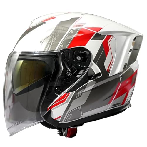 Vintage Motorradhelm Halbschalenhelm Mit ECE-Zulassung Cruiser Chopper Scooter Helm Braincap Jethelm Mit Doppelvisier Retro Motorrad Halbhelm Für Herren Und Damen 11,L:56-57CM von QAZXCVB