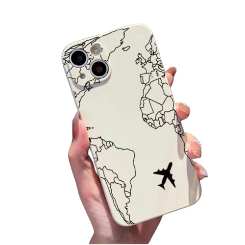 QBDGFPX iPhone Schutzhülle Flugzeuge World Map Travel Phone Hülle Für iPhone 15 Pro Max iPhone 14 13 12 11 Xs Xr X 7 8 Plus Se Stoßdichtungsweiche Deckung von QBDGFPX