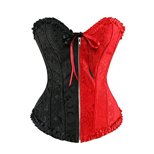 Bustier Korsett Damen Mädchen Sexy Reißverschluss Vorne Überbrustkorsett Schnürung Bustier Jacquard Floral Push-Up Plus Size S-6Xl-2550Blackred_6XL Bustier Korsett Damen Mädchen Sexy Reißverschluss Vorne Überbrustkorsett Schnürung Bustier Jacquard Floral Push-Up Plus Size S-6Xl-2550Blackred_6XL von QBQZXAOSOWH