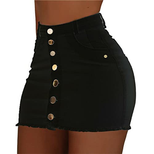 QBQZXAOSOWH Hübscher Rock Damen Mode Frauen Stretch Hohe Taille Solide Sexy Rock Knopf Denim Kurze Mini Jeans Bleistiftröcke S Schwarz QBQZXAOSOWH Hübscher Rock Damen Mode Frauen Stretch Hohe Taille Solide Sexy Rock Knopf Denim Kurze Mini Jeans Bleistiftröcke S Schwarz von QBQZXAOSOWH