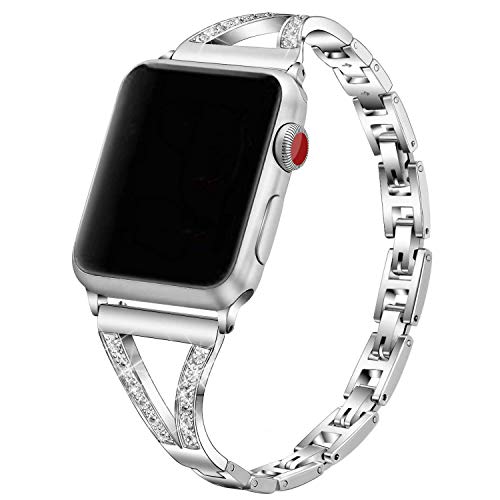 Edelstahl Ersatzarmband Silber Kompatibel mit Apple Watch 6 44mm, Bling Glitzer Einstellbar Metall Uhrenarmband Strap Ersatzbänder Kompatibel mit iWatch 42mm 44mm 45mm 49mm Serie SE 9 8 7 6 5 4 3 2 1 Edelstahl Ersatzarmband Silber Kompatibel mit Apple Watch 6 44mm, Bling Glitzer Einstellbar Metall Uhrenarmband Strap Ersatzbänder Kompatibel mit iWatch 42mm 44mm 45mm 49mm Serie SE 9 8 7 6 5 4 3 2 1 von QBYVQQN