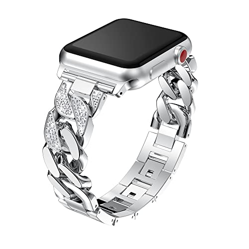 Ersatzarmbänder Edelstahl Silber Kompatibel mit Apple Watch 6 40mm, Bling Glitzer Einstellbar Strap Metall Uhrenarmband Armband Ersatzbänder Kompatibel mit iWatch 38mm 40mm 41mm Serie 8 7 6 5 4 3 2 1 Ersatzarmbänder Edelstahl Silber Kompatibel mit Apple Watch 6 40mm, Bling Glitzer Einstellbar Strap Metall Uhrenarmband Armband Ersatzbänder Kompatibel mit iWatch 38mm 40mm 41mm Serie 8 7 6 5 4 3 2 1 von QBYVQQN