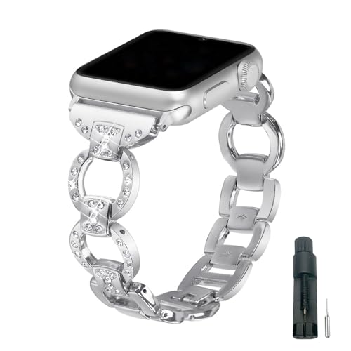 Ersatzarmband Edelstahl Kompatibel mit Apple Watch SE 40mm, Bling Glitzer Einstellbar Metall Uhrenarmband Armband Ersatzbänder Kompatibel mit iWatch 42mm 44mm 45mm 49mm Serie Ultra 9 8 7 6 5 4 3 2 1 Ersatzarmband Edelstahl Kompatibel mit Apple Watch SE 40mm, Bling Glitzer Einstellbar Metall Uhrenarmband Armband Ersatzbänder Kompatibel mit iWatch 42mm 44mm 45mm 49mm Serie Ultra 9 8 7 6 5 4 3 2 1 von QBYVQQN