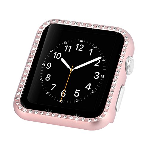 Gehäuse Glitzer Kompatibel mit Apple Watch Series 8 45mm, Rose Gold Frauen Mädchen Dünn Aluminium Diamant Hülle Kratzfest Stoßfest Bumper Case Rundherum Abdeckung Kompatibel mit iWatch Series 7 8 9 Gehäuse Glitzer Kompatibel mit Apple Watch Series 8 45mm, Rose Gold Frauen Mädchen Dünn Aluminium Diamant Hülle Kratzfest Stoßfest Bumper Case Rundherum Abdeckung Kompatibel mit iWatch Series 7 8 9 von QBYVQQN