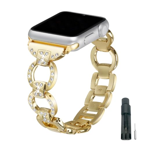 Glitzer Armbänder Kompatibel mit Apple Watch Serie 3 Armband 38mm Gold, Strass Diamant Einstellbar Uhrenarmband Ersatz Armband Edelstahl Kompatibel mit iWatch 38mm 40mm 41mm Serie SE 9 8 7 6 5 4 3 2 1 Glitzer Armbänder Kompatibel mit Apple Watch Serie 3 Armband 38mm Gold, Strass Diamant Einstellbar Uhrenarmband Ersatz Armband Edelstahl Kompatibel mit iWatch 38mm 40mm 41mm Serie SE 9 8 7 6 5 4 3 2 1 von QBYVQQN