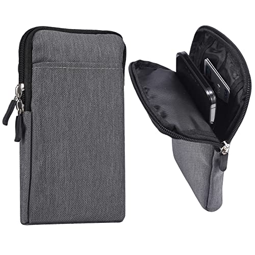 Handy Taille Gürtel Holster Herren, Wasserdichte Reißverschluss Crossbody Smartphone Schulter Messenger Bag Brieftasche Sling Bag, GRAU, 7.2 INCH von QBYVQQN