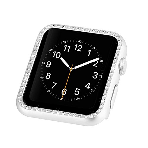 Silber Hülle Glitzer Kompatibel mit Apple Watch SE 40mm, Damen Aluminium Hard Schutz Hülle Kratzfest Stoßfest Schutzhülle Bumper Case Diamant Abdeckung Bling Gehäuse Kompatibel mit iWatch Serie 4 5 6 Silber Hülle Glitzer Kompatibel mit Apple Watch SE 40mm, Damen Aluminium Hard Schutz Hülle Kratzfest Stoßfest Schutzhülle Bumper Case Diamant Abdeckung Bling Gehäuse Kompatibel mit iWatch Serie 4 5 6 von QBYVQQN