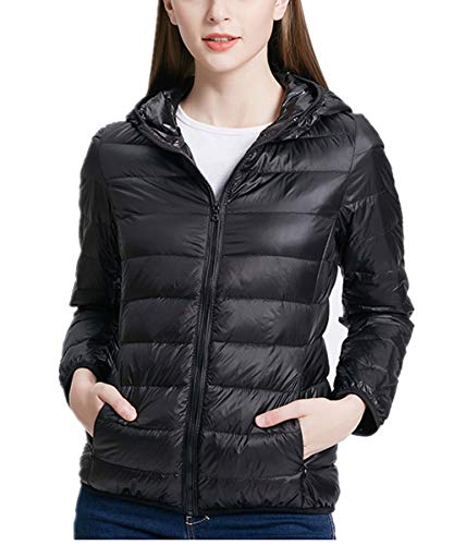 QCHENG Steppjacke Damen Leicht Daunenjacke Packbar mit Kapuze Winter Wärm Kälteschutz Daunenmantel Schwarz XS QCHENG Steppjacke Damen Leicht Daunenjacke Packbar mit Kapuze Winter Wärm Kälteschutz Daunenmantel Schwarz XS von QCHENG
