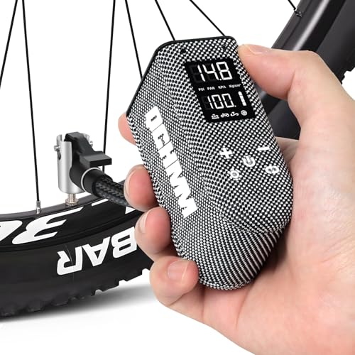 Mini Fahrradpumpe, Elektrische Fahrradluftpumpe, Fahrrad Pumpe für Presta und Schrader, Akku Fahrrad Luftpumpe mit Speicherfunktion, 100PSI/6.8Bar, Automatische Abschaltung Mini Bike Pump Mini Fahrradpumpe, Elektrische Fahrradluftpumpe, Fahrrad Pumpe für Presta und Schrader, Akku Fahrrad Luftpumpe mit Speicherfunktion, 100PSI/6.8Bar, Automatische Abschaltung Mini Bike Pump von QCHMM