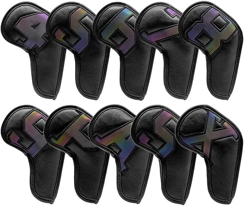 Golf-Eisenkopfabdeckungen 9 stücke/Reißverschluss Golf Eisen Headcover #4-9PAS Golf Eisen Set Kopf Abdeckungen 3 Farben for Mann Frauen(10pcs) von QCKNKMGG