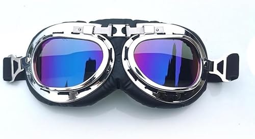 QCKNKMGG Motocross Helm Brillen Motorradbrille Motocrossbrille Helm Pilot Scooter Retro Moto Outdoor Dirtbike Reiten Sonnenbrille Retro Motorradbrille Vintage Off-Road(Blauw) von QCKNKMGG