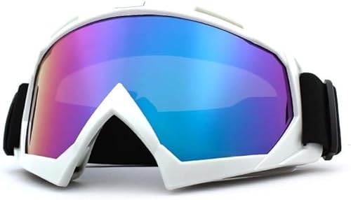 QCKNKMGG Motocross Helm Brillen Skibrille Winddicht Radfahren Winter Anti-Fog Snowboard Skibrille Skibrille Sonnenbrille Motocross Brille(Blauw) von QCKNKMGG