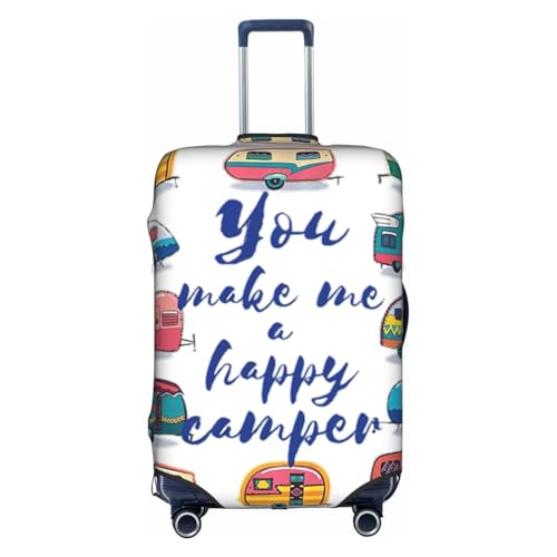 QDHGCFOC Schutzhülle für Reisegepäck, Motiv: "You Make Me Happy", Motiv: Camper Anhänger, waschbar, Polyester, weiß, XL von QDHGCFOC